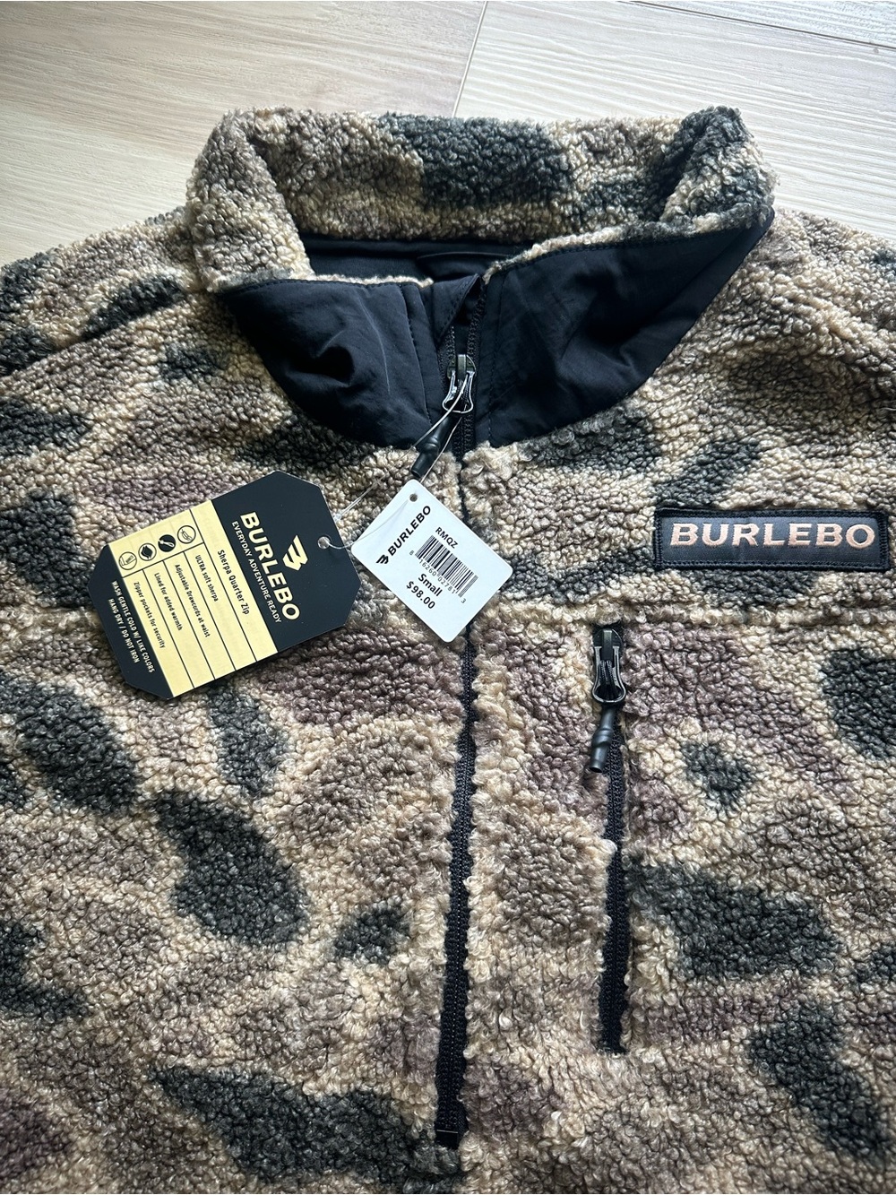NWT! BURLEBO Sherpa Quarter Zip in Rocky Mountain Camo - Size S - Picture 3 of 6